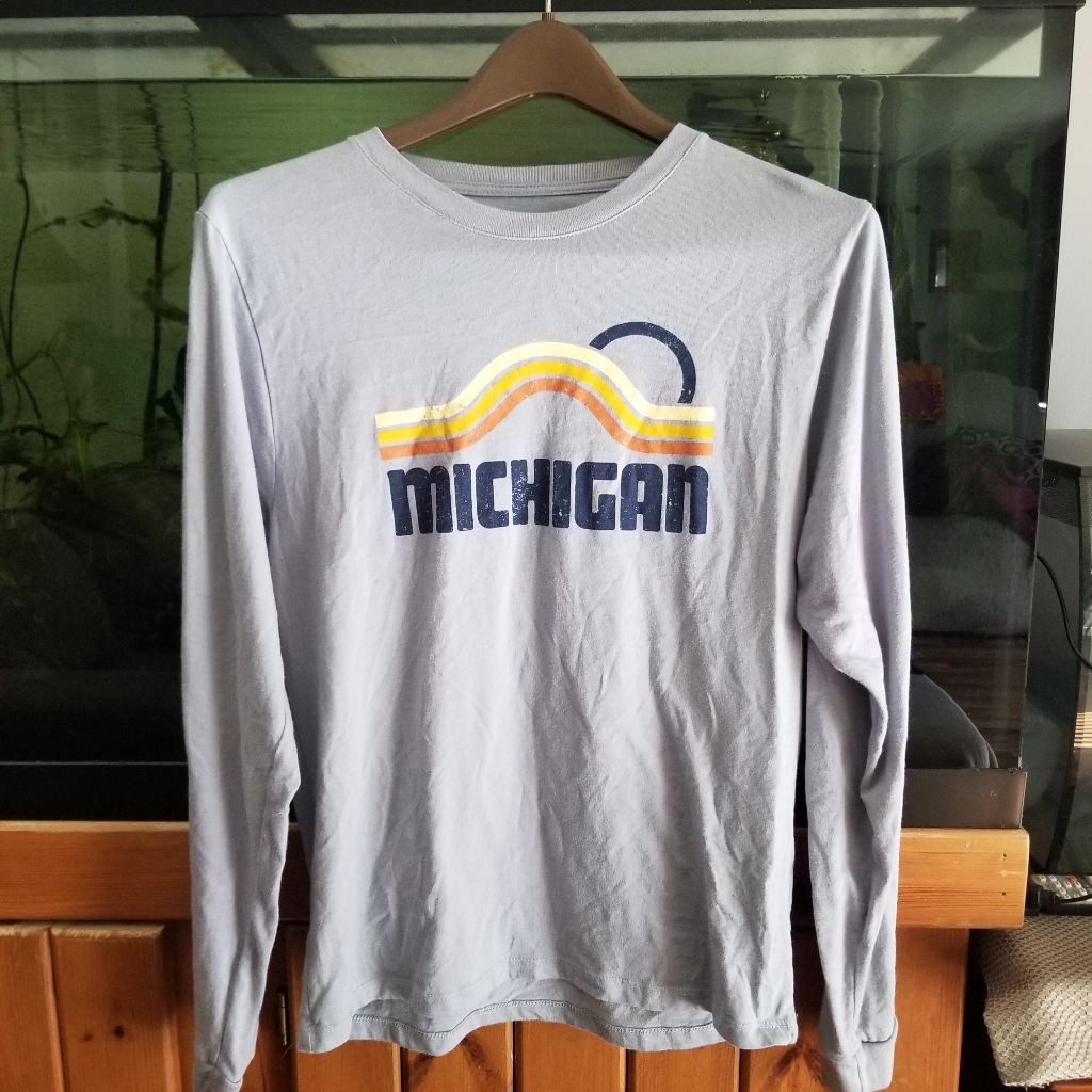 B2g1 Ladies Michigan Proud Long Sleeve Light Blue Gray Throwback Worn 1x